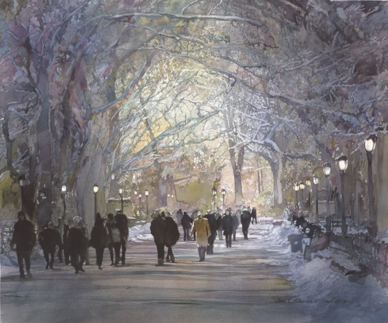 The Mall By John Salminen, Watercolor